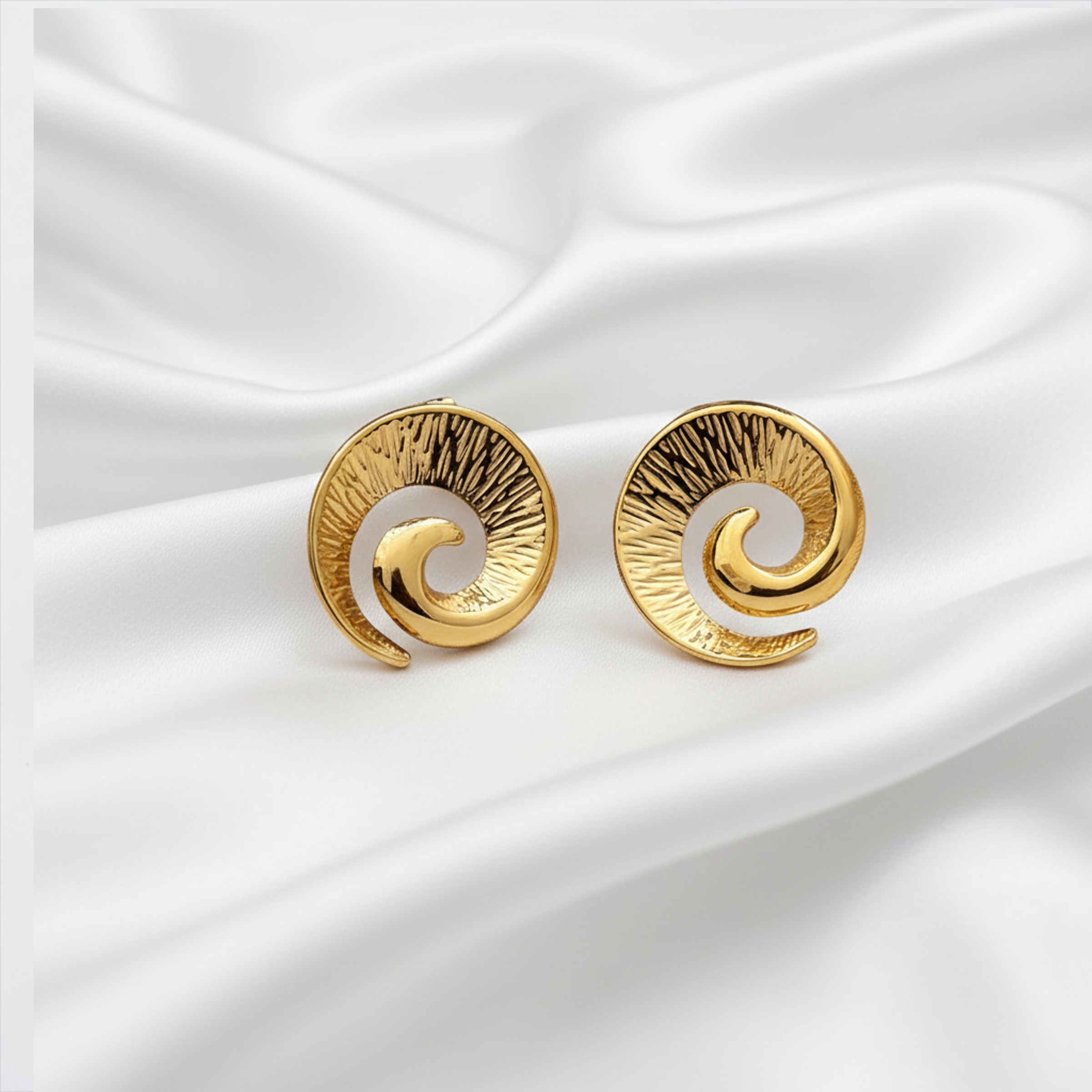 Luxury Gold Spiral Stud Earrings – Textured Statement Swirl Earrings for Women | Elegant Minimalist Jewelry Gift