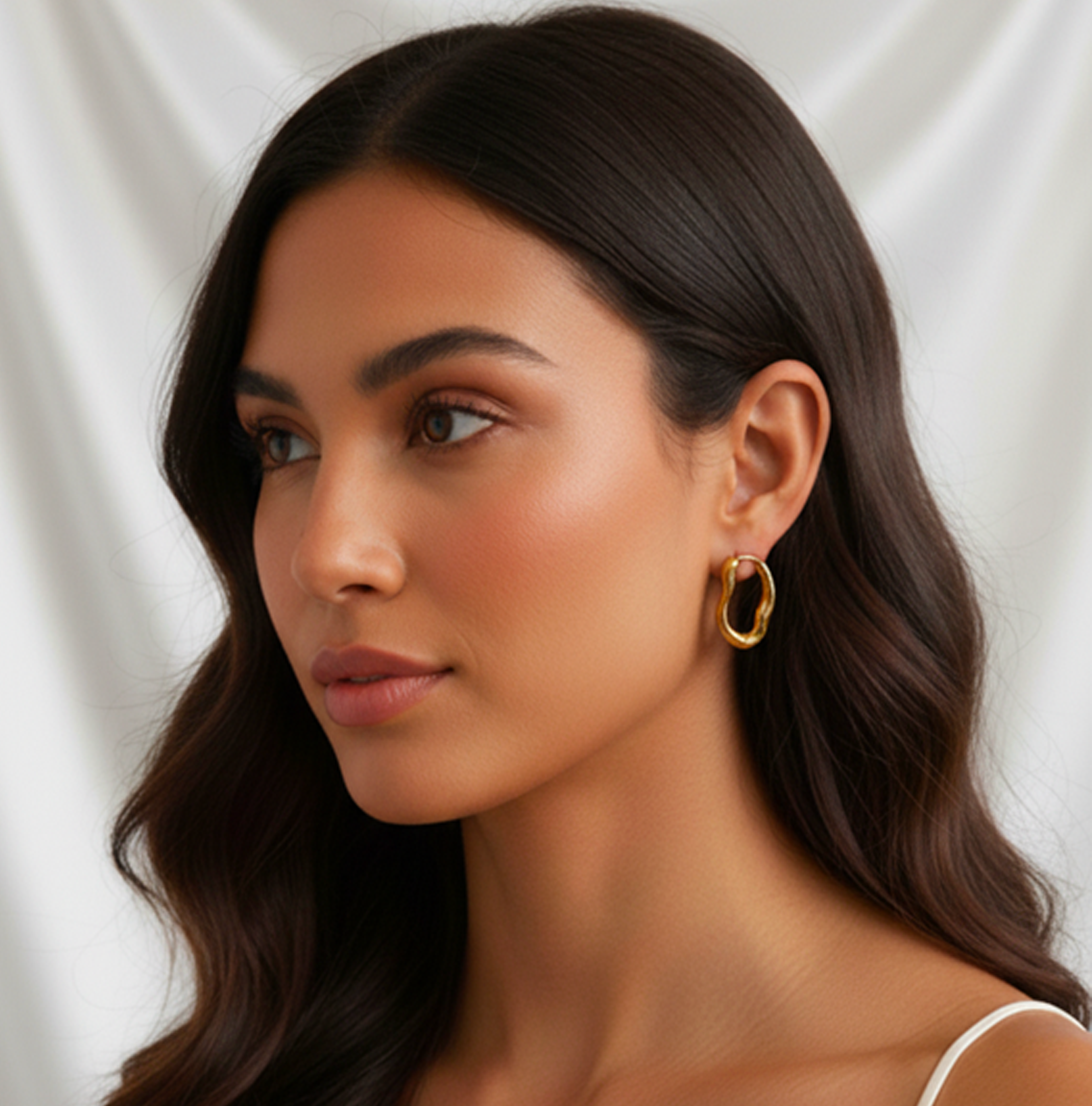 Chunky Gold Irregular Hoop Earrings – Trendy Statement Minimalist Earrings for Women | Waterproof Tarnish-Resistant Jewelry