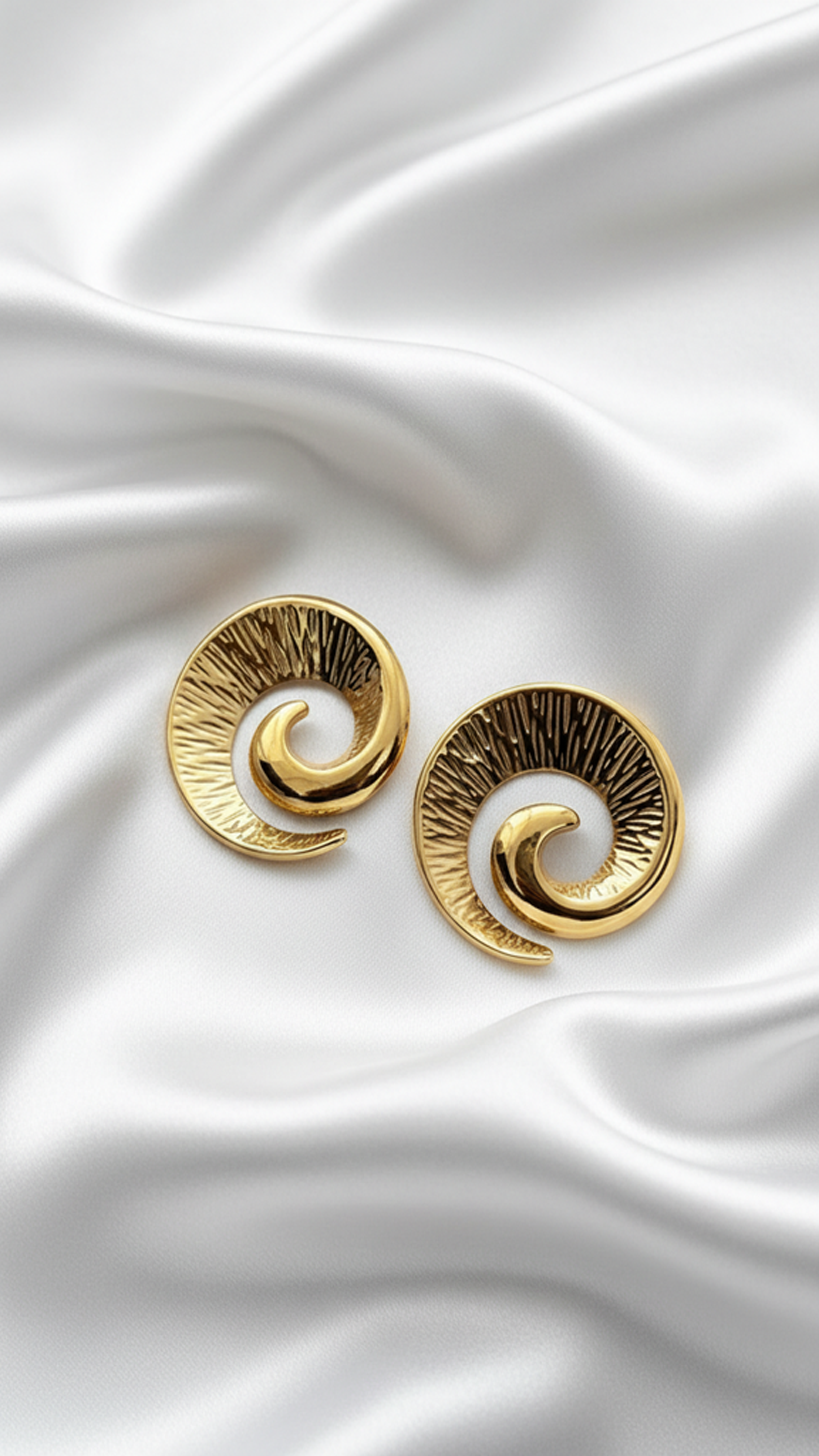Luxury Gold Spiral Stud Earrings – Textured Statement Swirl Earrings for Women | Elegant Minimalist Jewelry Gift