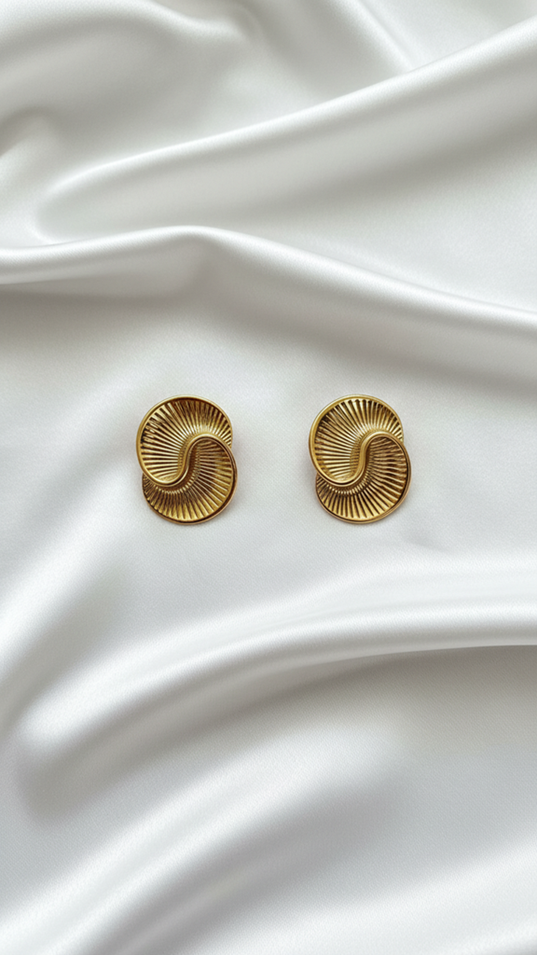 Vintage Gold Spiral Stud Earrings – Textured Statement Disc Earrings for Women | Elegant Minimalist Luxury Jewellery UK
