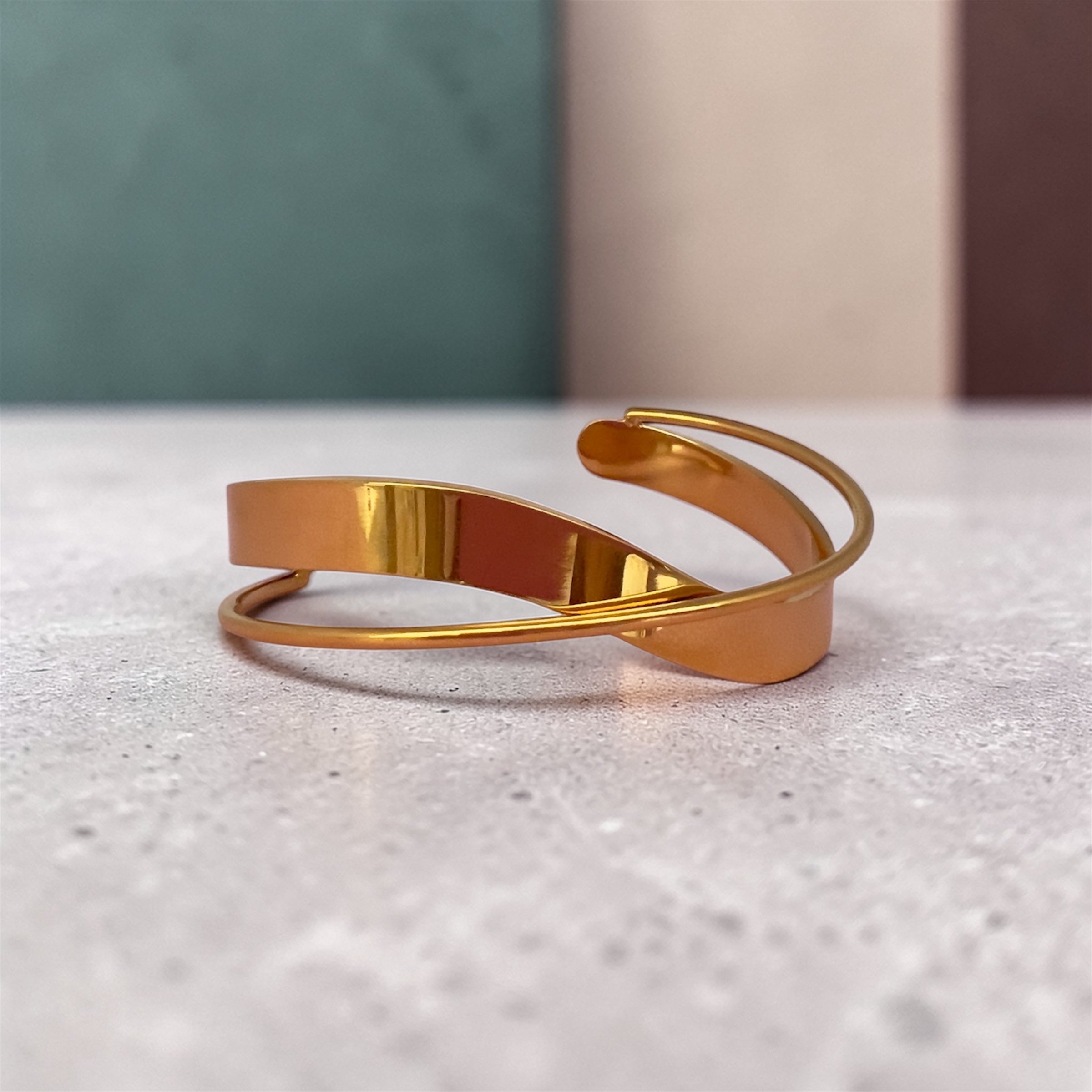 Gold Minimalist Open Cuff Bracelet – Adjustable Statement Bangle