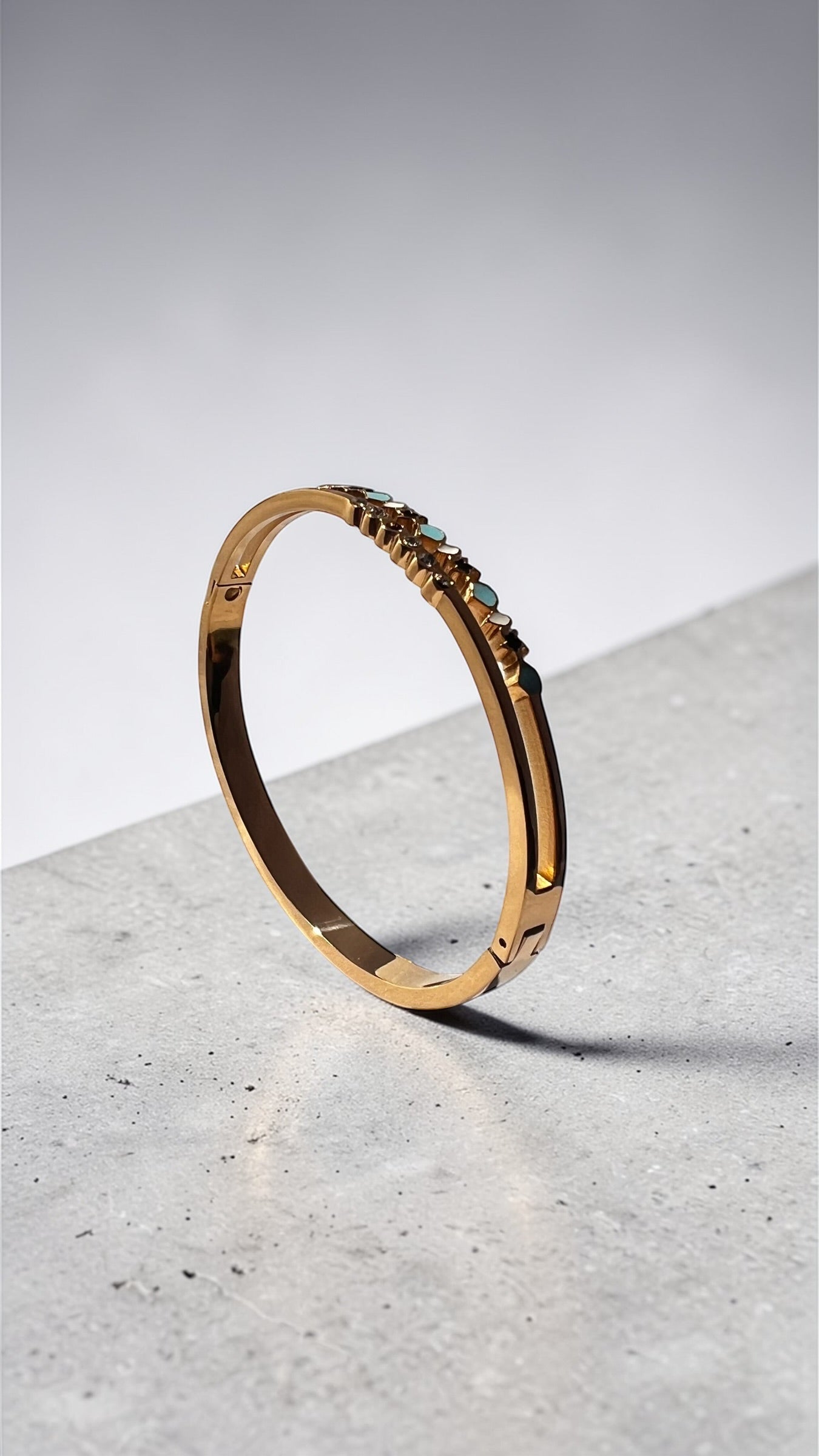 Elegant Gold Multicolor Stone Bangle Bracelet – Minimalist Luxury Bracelet for Women