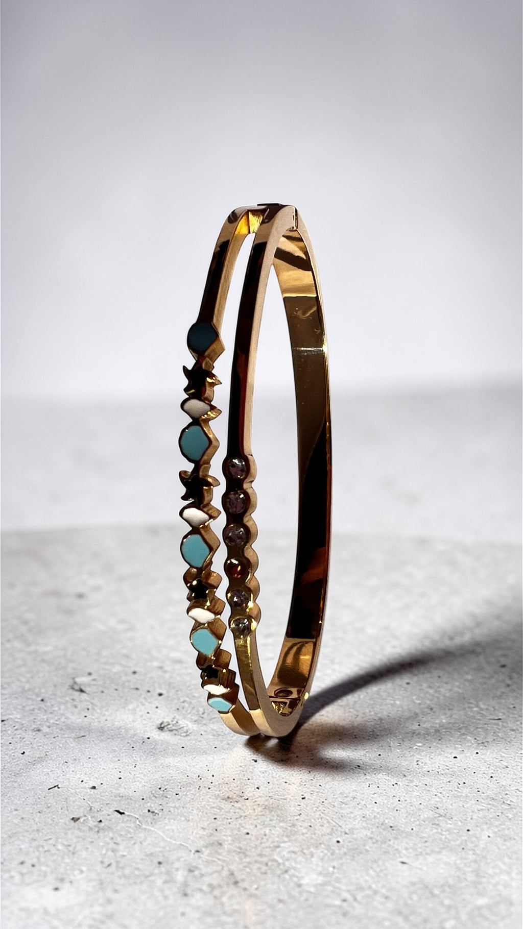 Elegant Gold Multicolor Stone Bangle Bracelet – Minimalist Luxury Bracelet for Women