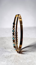 Elegant Gold Multicolor Stone Bangle Bracelet – Minimalist Luxury Bracelet for Women